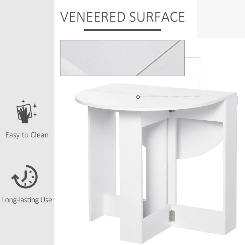 HOMCOM Space-saving Drop Leaf Table, Folding Dining Table for Small Space, Kitchen, Dining Room, White