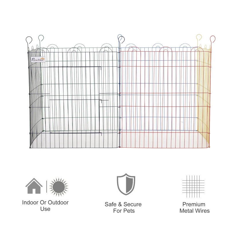 PawHut Pet Playpen Hexagon Dog Puppy Pen Crate Kennel Exercise Fence w/ Door Metal Indoor & Outdoor