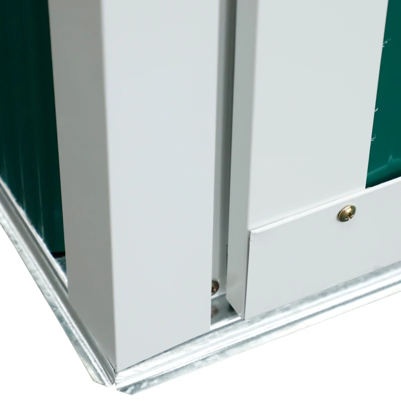Outsunny Cobertizo de Acero 1,27㎡ 143x89x186 cm Tipo Caseta de Jardín Galvanizado Almacén para Herramientas con Techo Inclinado y Una Puerta para Terraza Exterior Verde