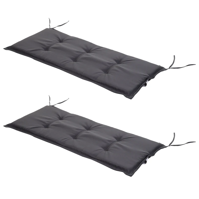 Outsunny 2 PCS Patio Bench Swing Chairs Garden Chairs Double Seat 5cm Thickened Cushion Mat Dark Grey