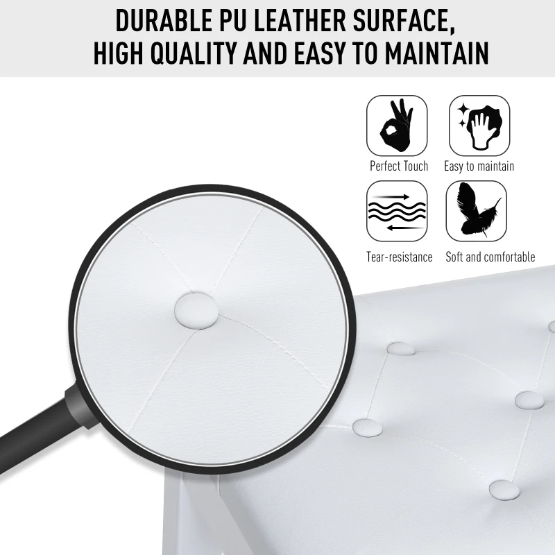 HOMCOM Faux Leather Piano Stool Makeup Dressing Stool Bench Dressing Table Seat with Storage 76x36x50cm,White