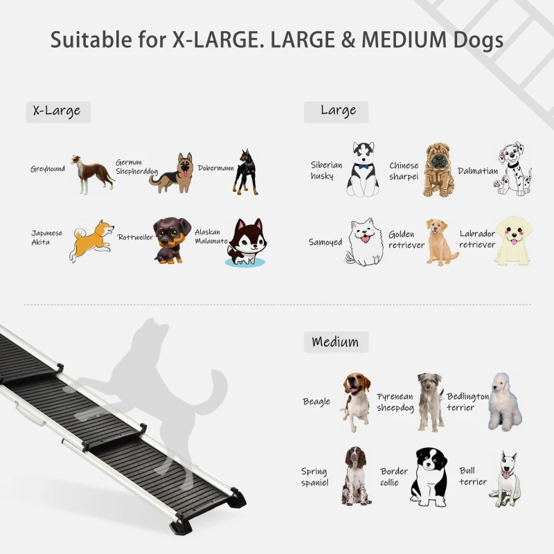 PawHut Telescoping Dog Car Ramp Lightweight Aluminium Alloy Frame Portable with Carry Handle, 71cm - 159cm