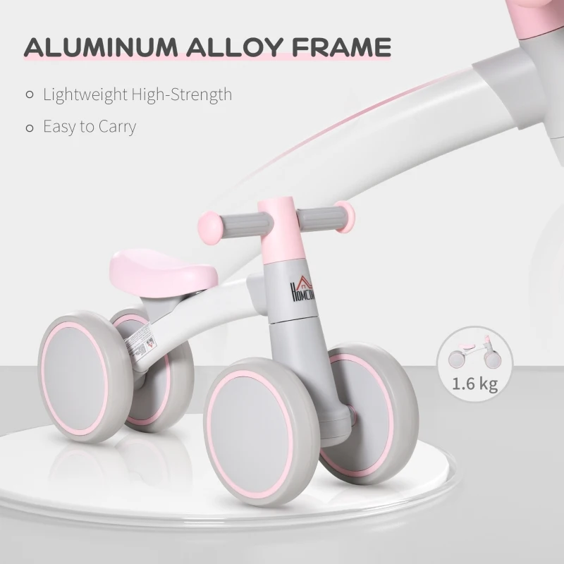 HOMCOM Baby Balance Bike Ride On Walker Push Bike Quick Release Kids Toddler First Bike Birthday Toy Gift for 1-3 Years Pink