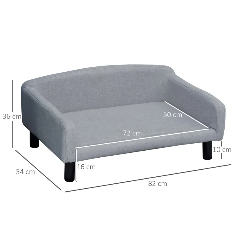 PawHut Modern Design Pet Sofa for Cat or Medium-sized Dog with Armrests and Widened Rest Area