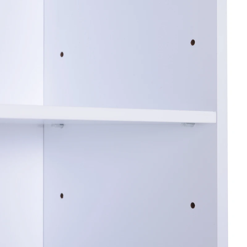 HOMCOM MDF Tall Bathroom Cabinet Longline Narrow Storage Unit Tower Cupboard Organiser w/ Adjustable shelf 160H x 40L x 23Wcm