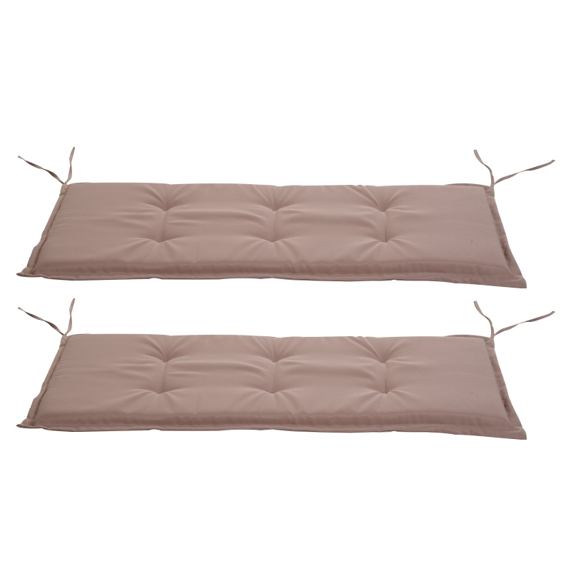 Outsunny 2 PCS Patio Bench Swing Chairs Garden Chairs Double Seat 5cm Thickened Cushion Mat Beige