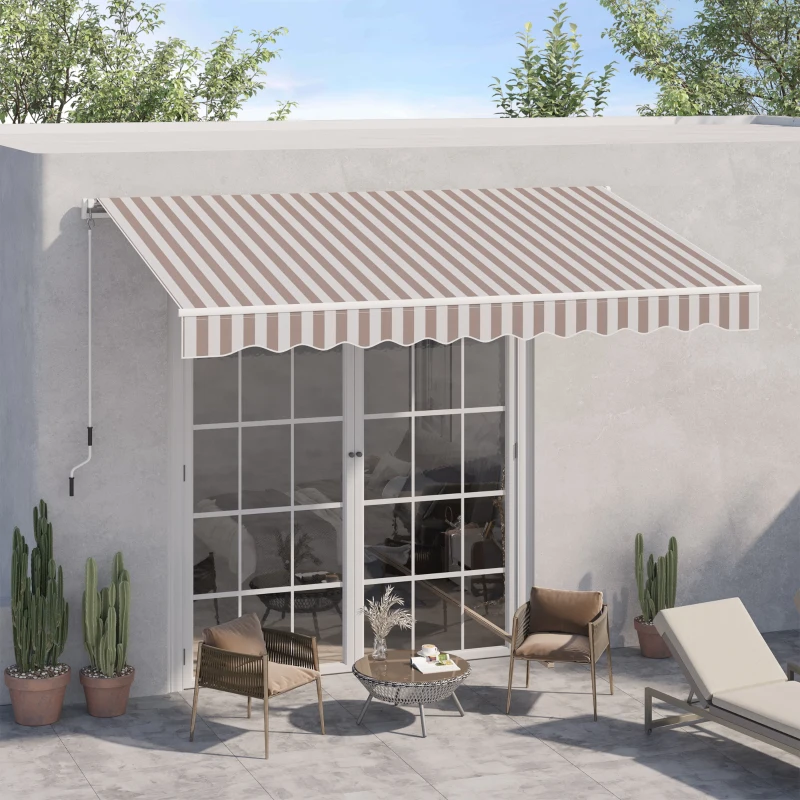 Outsunny 10' x 8' Manual Retractable Sun Shade Patio Awning