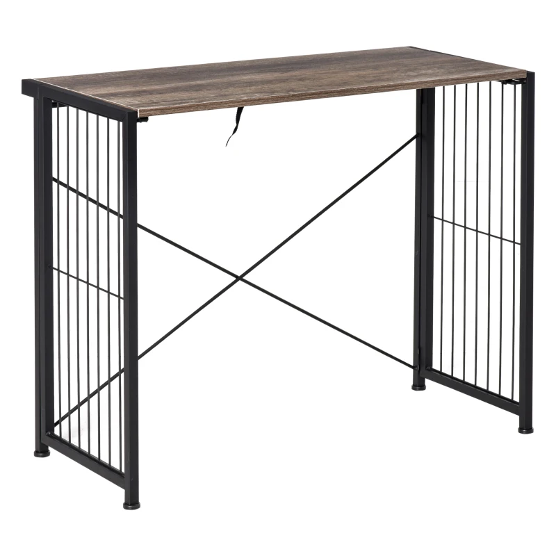 HOMCOM Folding Computer Desk Writing Study Table Industrial Home Office Workstation, 90 x 45 x 74cm, Rustic Brown