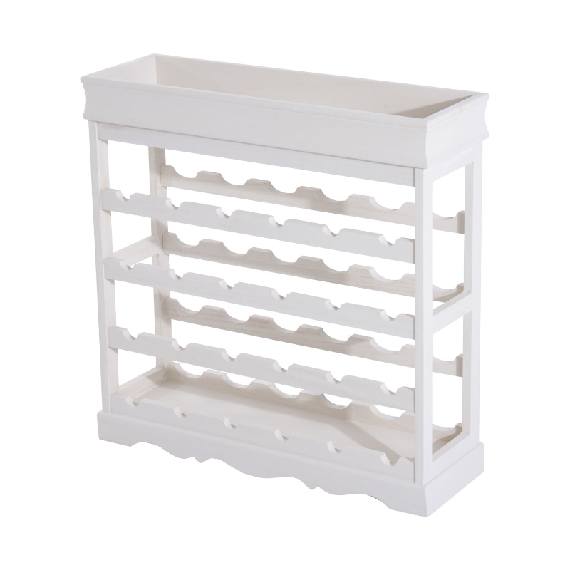 HOMCOM 4-tier Wooden Wine Rack 24 Bottles Stackable Organizer Display Storage Holder Shelves Stand Kitchen Home w/Countertop (White)