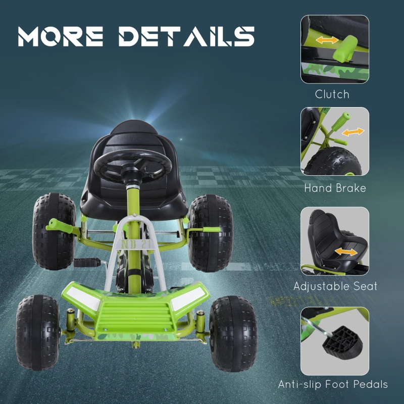 HOMCOM Kids Children Pedal Go Kart Ride on Car Adjustable Seat Braking System - Green