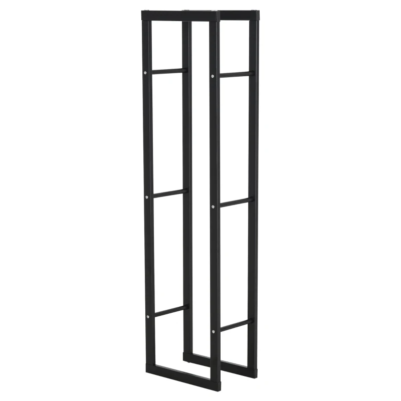 HOMCOM Metal Firewood Log Holder Rack Elevated w/ Balanced Base Side Rails Indoor Outdoor Traditional Fireplace Log Storage Cradle 150 x 40 x 25cm