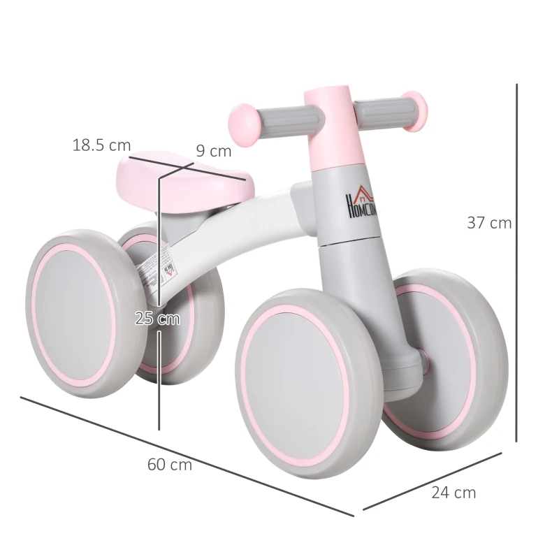 HOMCOM Baby Balance Bike Ride On Walker Push Bike Quick Release Kids Toddler First Bike Birthday Toy Gift for 1-3 Years Pink