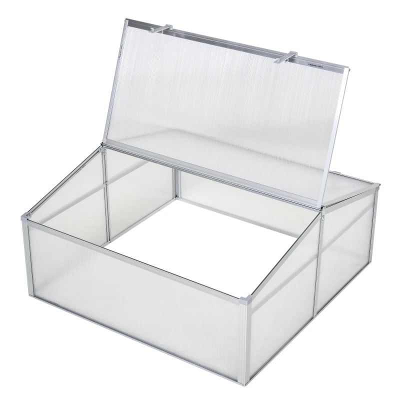 Outsunny Outdoor Greenhouse Polycarbonate Grow House Flower Vegetable Plants Raised Bed Garden Allotment Protector Aluminum Frame 100 x 100 x 48 cm