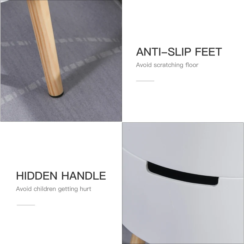 HOMCOM 3-Tier Coffee Table, Round End Table with 2 Hidden Compartments and Detachable Tray, Side Table with Storage for Living Room, White