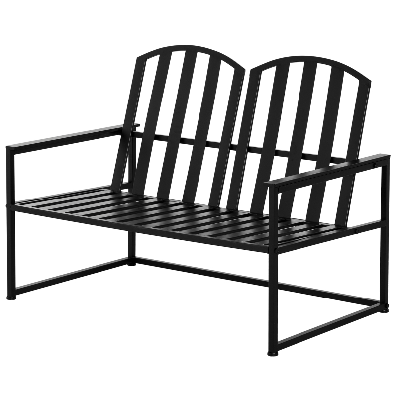 Banc de jardin 2 places design contemporain métal époxy noir