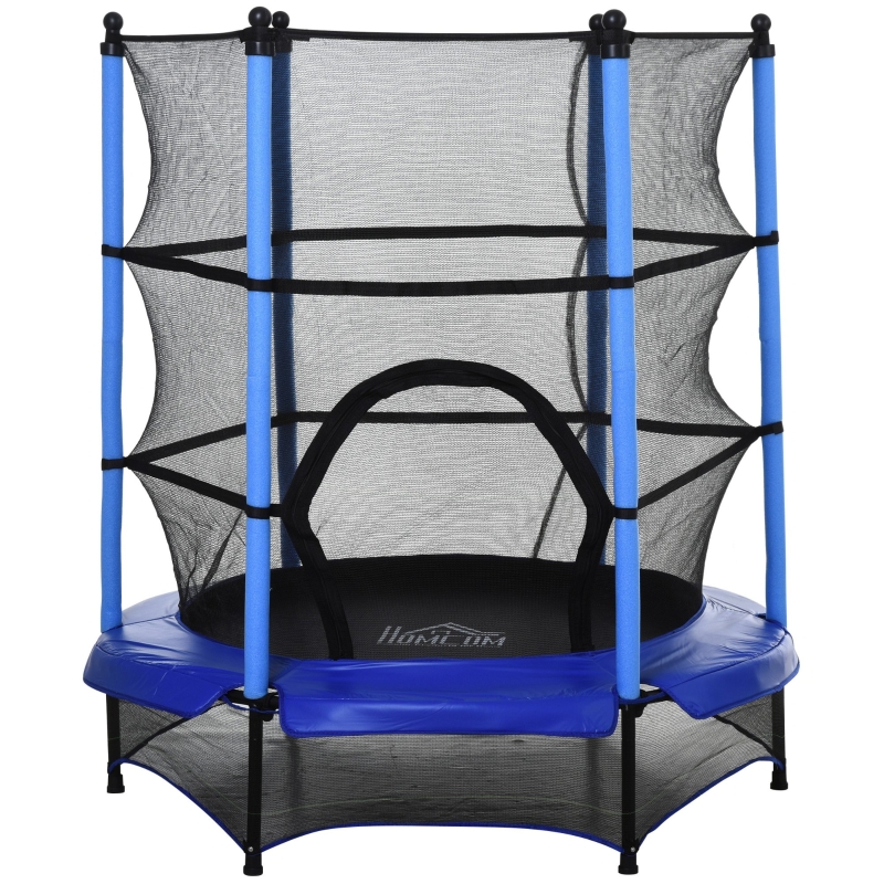 HOMCOM Trampoline jardin enfants Ø 1,40 × 1,62H m bleu