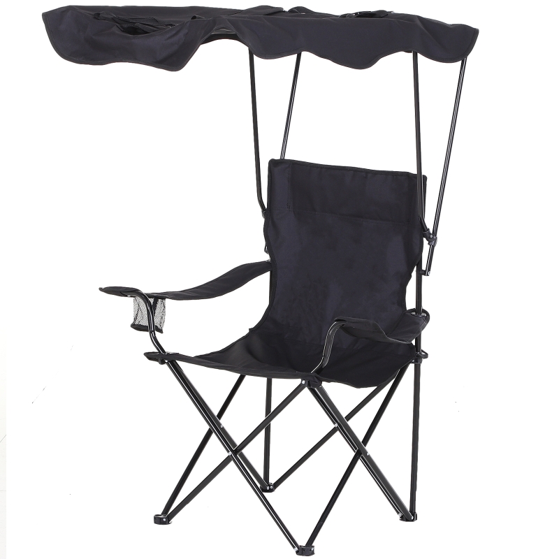 Chaise de camping pliable pare-soleil + porte-gobelets intégrés