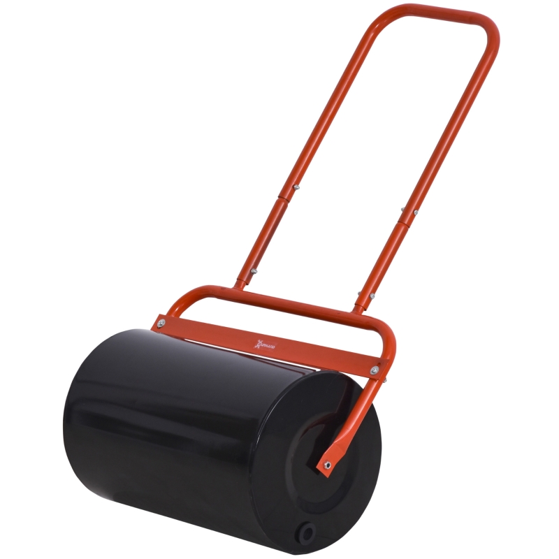 Outsunny Rouleau à gazon jardin en acier avec poignée rouge noir