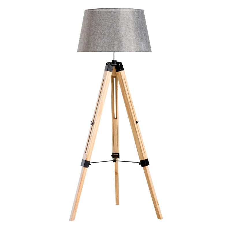 Homcom Lampe de Sol Style Nordique 40 W en Bois Gris 65 x 65 x 143 cm