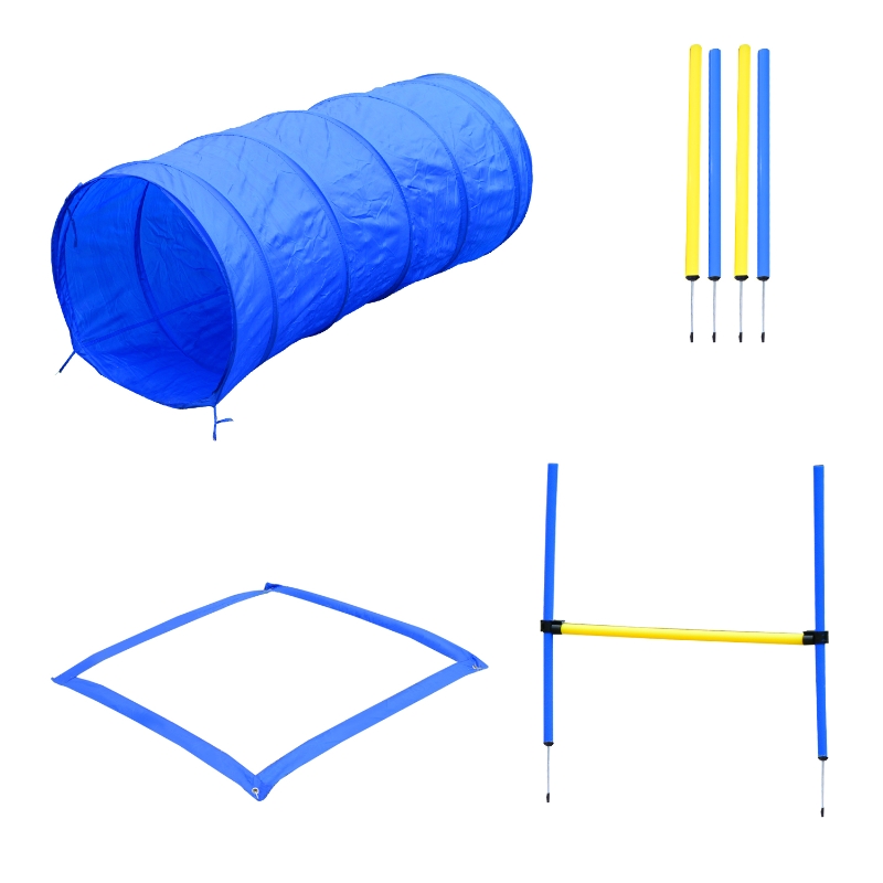 PawHut Kit Complet Agility pour Chien Bleu et Jaune