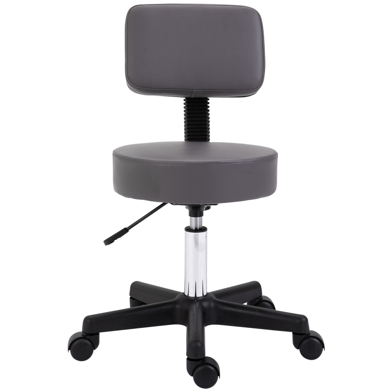 Homcom Tabouret massage à roulettes réglable en hauteur pivotant dossier ergonomique gris