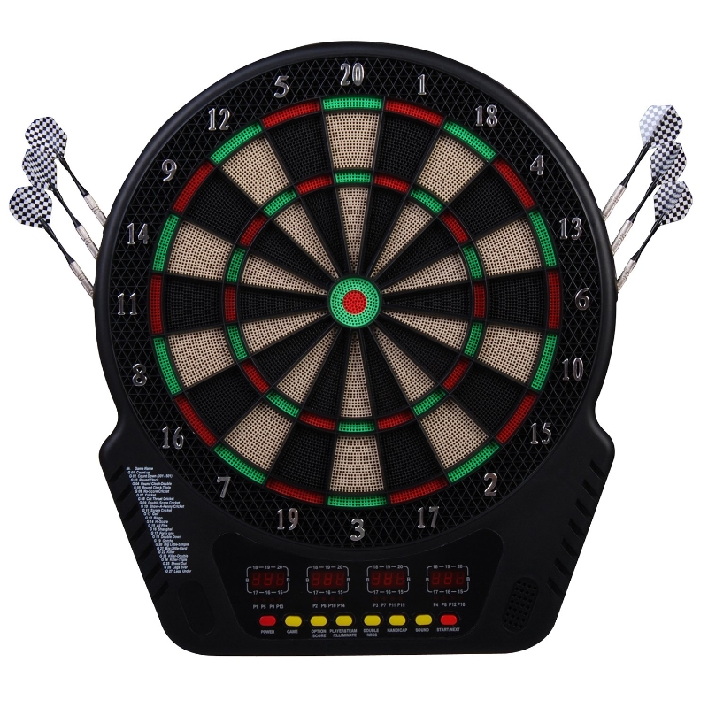 Homcom Cible pour Jeu de Flechettes Électronique Noir 44 x 52 x 3,2 cm