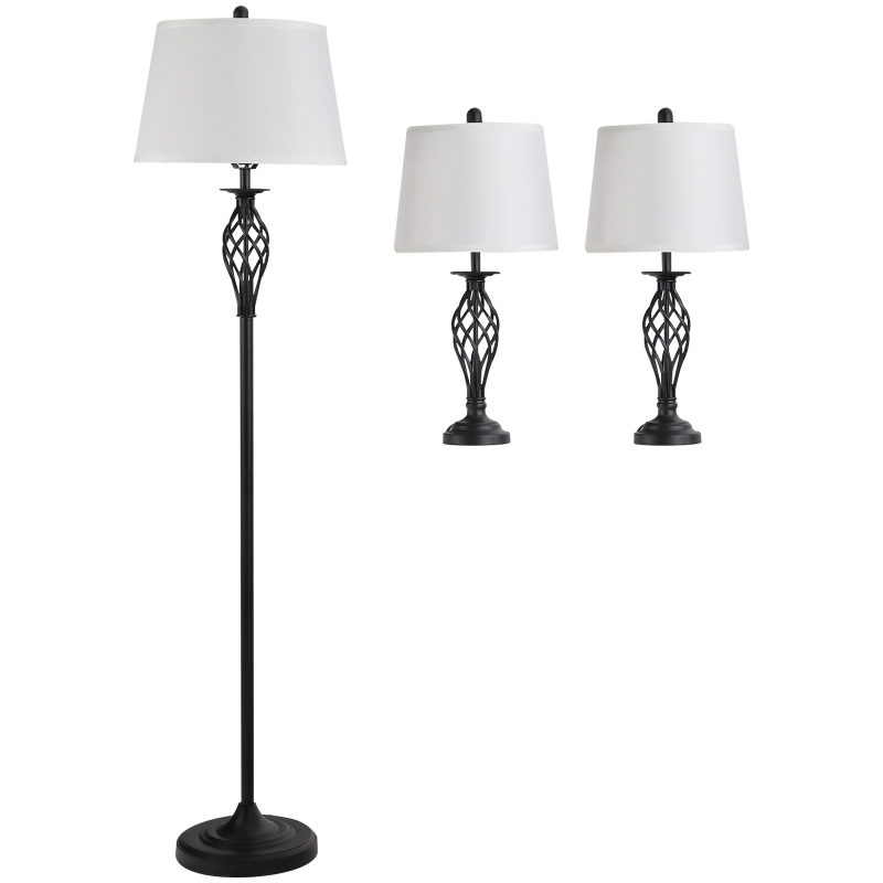 HOMCOM Lot de 3 luminaires design en métal