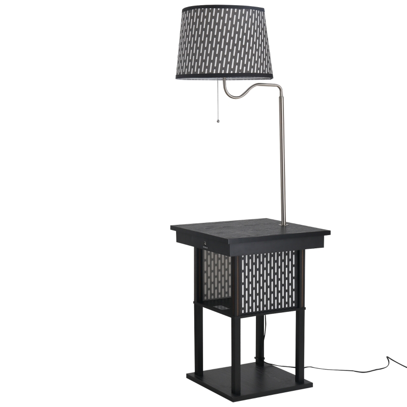 Table d'appoint lampadaire en bois