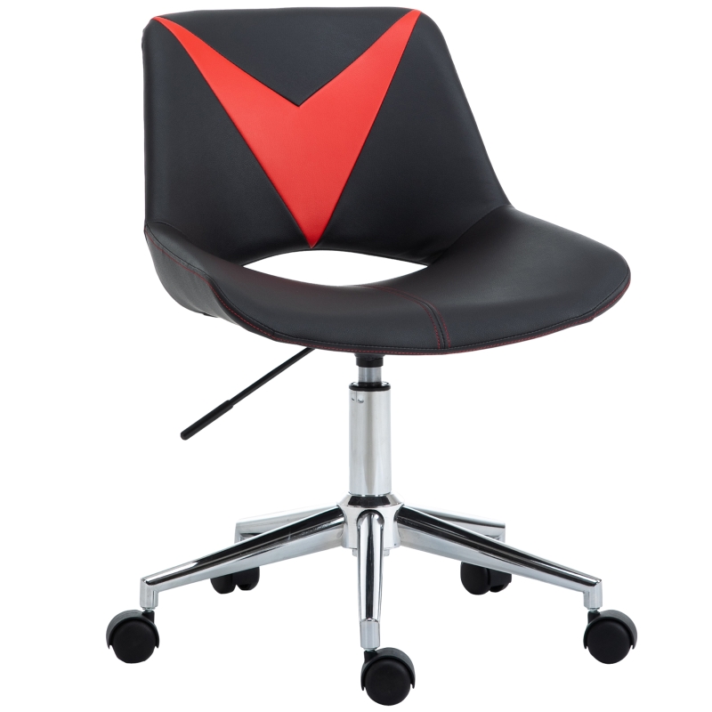 Chaise de bureau gaming motif dossier V revêtement PU noir