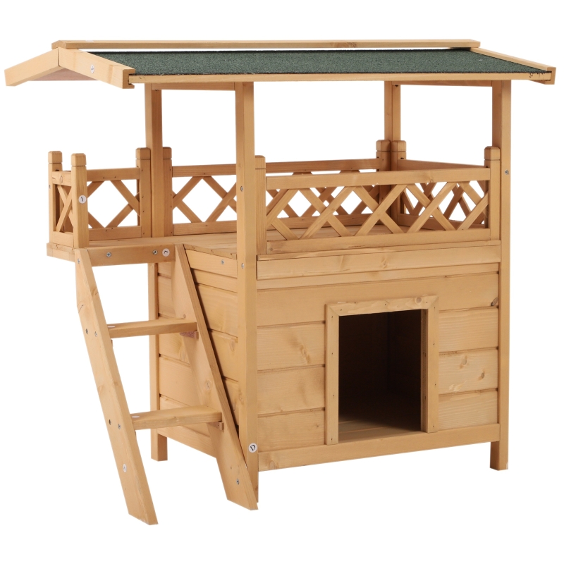 Niche villa avec terrasse, escalier et toit pour chien chat