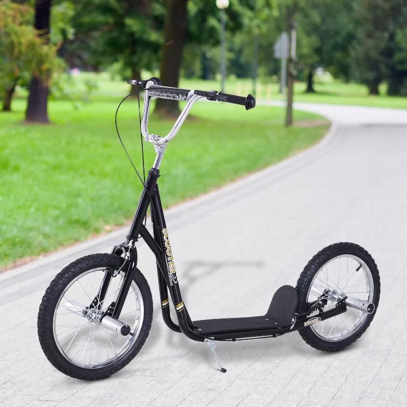 Homcom Trottinette patinette freestyle grandes roues pneumatiques Ø 41 cm avec pegs noir