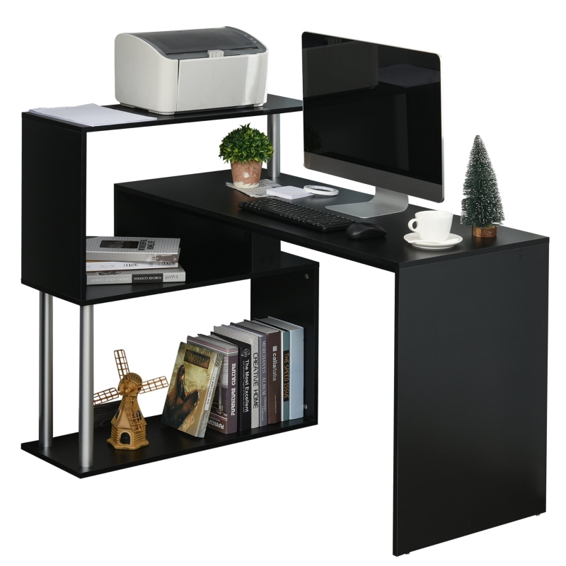 Bureau d'angle design contemporain bibliothèque intégrée en S