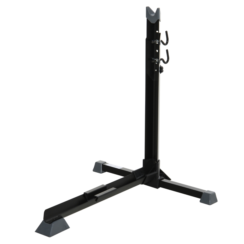 HOMCOM Soporte para Colocar Bicicleta en Vertical Caballete de Bicicleta Ajustable en Altura con Correa de Fijación 66x56x63-77,5 cm Negro