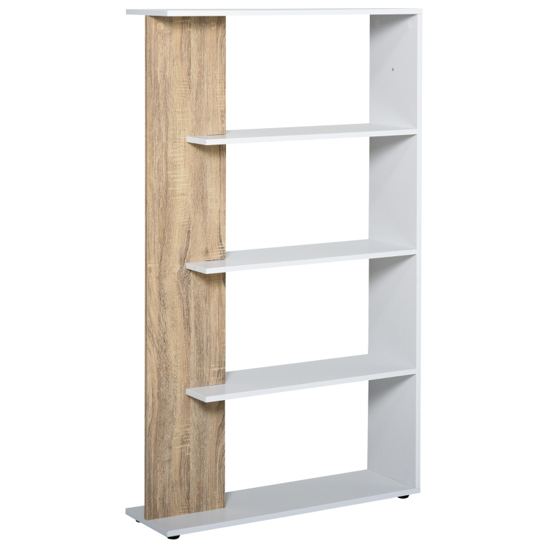 HOMCOM Bibliothèque Étagère de Rangement 80 x 24 x 140 cm Blanc et Chêne