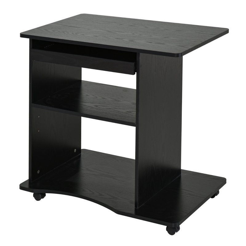 HOMCOM Bureau informatique à roulettes avec support clavier