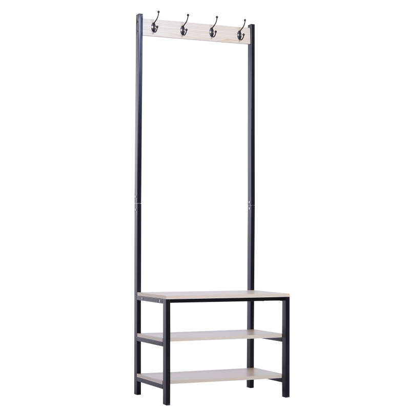 Homcom Porte-Manteau 3 Etagères en Acier Noir 60 x 40 x 175 cm