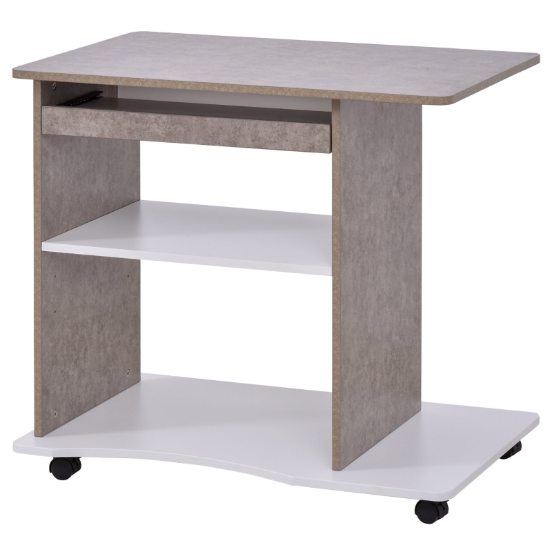 HOMCOM Bureau informatique à roulettes avec support clavier