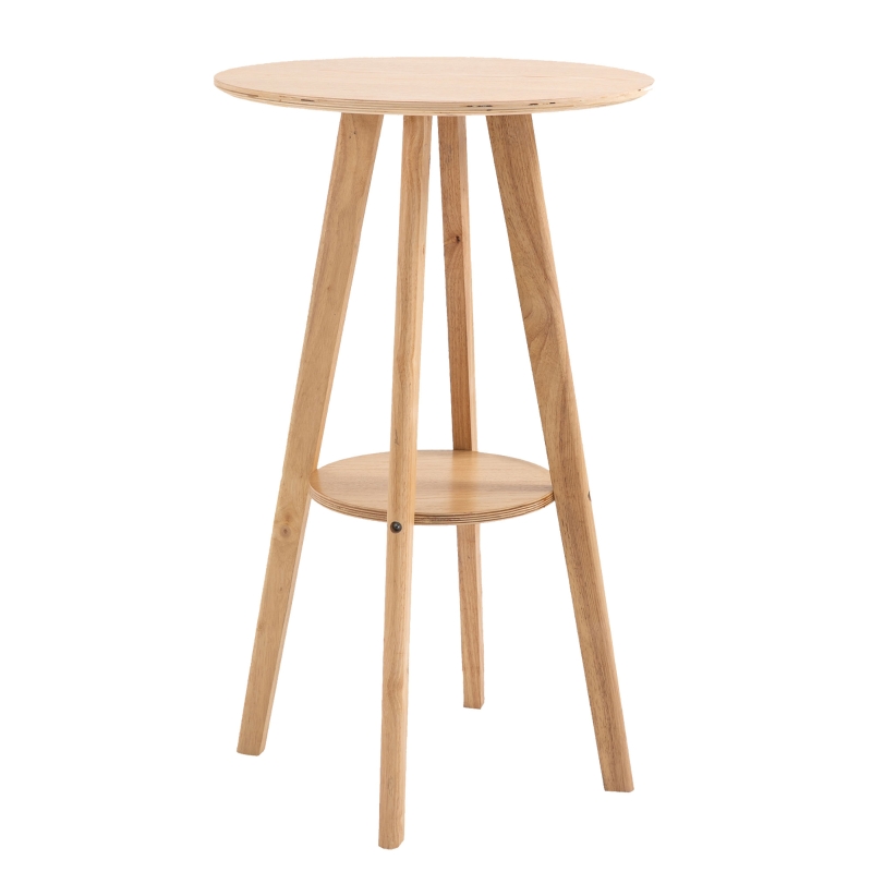 Table de bar ronde style naturel chic avec étagère eucalyptus
