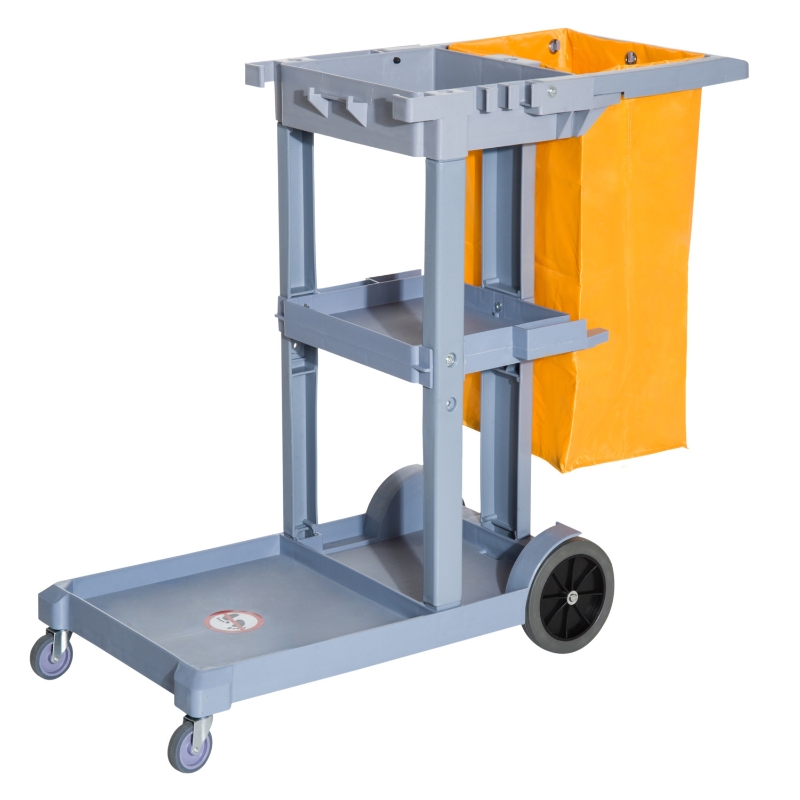 Homcom Chariot-Poubelle 3 Plateaux Jaune 113 x 51 x 97 cm