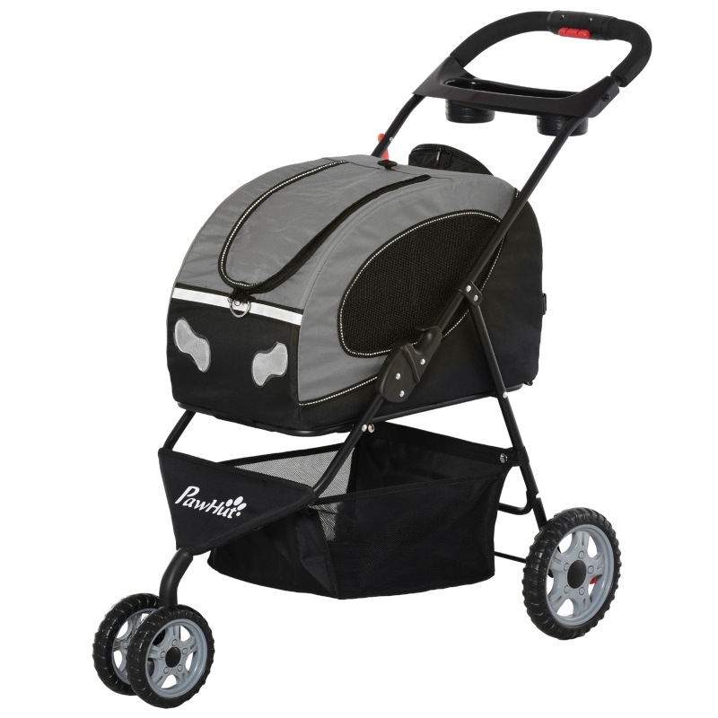 Poussette pliable chien chat sac transport bandoulière à dos à main à roulettes 5 en 1