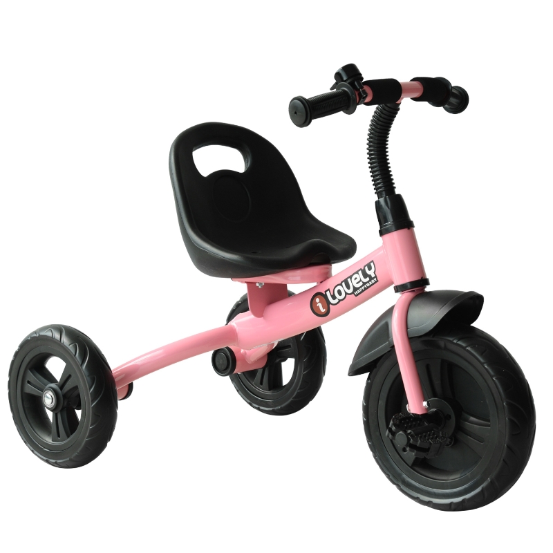 HOMCOM Tricycle Enfants Multi-équipé Garde-Boue Sonnette pédales antidérapantes siège réglable 2 Positions avec Dossier