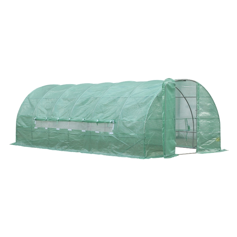 Outsunny Serre de Jardin Tunnel en Métal Vert 6X3X2M