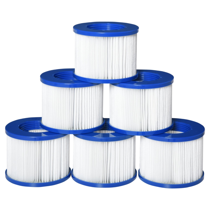 Lot de 6 cartouches filtrantes pour spa PP bleu fibres Dacron blanc