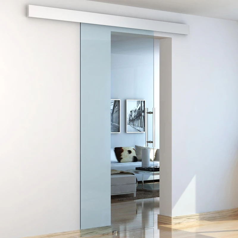 HOMCOM Puerta Deslizante de Vidrio Puerta Corredera Cristal Puertas de Interior Puerta de Granero Estilo Granero 75x210cm Transparente