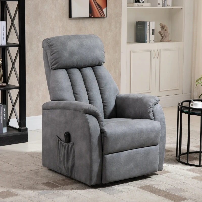HOMCOM Sillón Relax Levantapersonas Función de Elevación y Reclinado Extra Acolchado con Mando para Personas Mayores y Movilidad Reducida 75x93x110 cm Gris