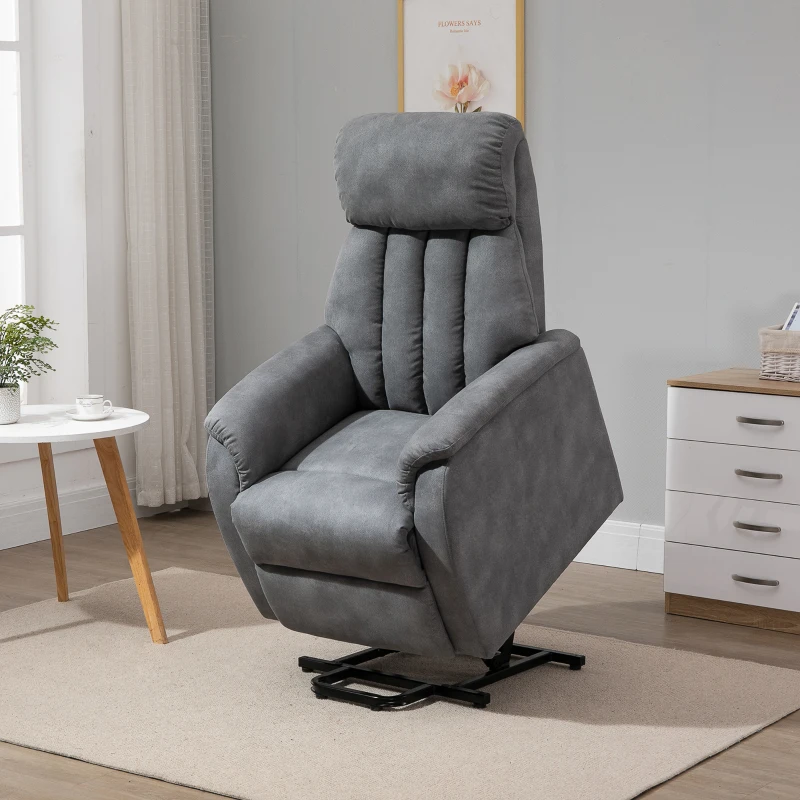 HOMCOM Sillón Relax Levantapersonas Función de Elevación y Reclinado Extra Acolchado con Mando para Personas Mayores y Movilidad Reducida 75x93x110 cm Gris