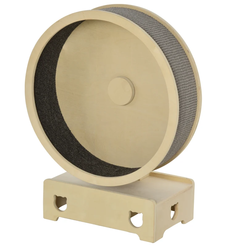 PawHut Cat Tree with Carpet Runway Wooden Sisal-Covered Cat Tower Condo Playground Furniture for Kittens Pets Activity Tree Natural Grey