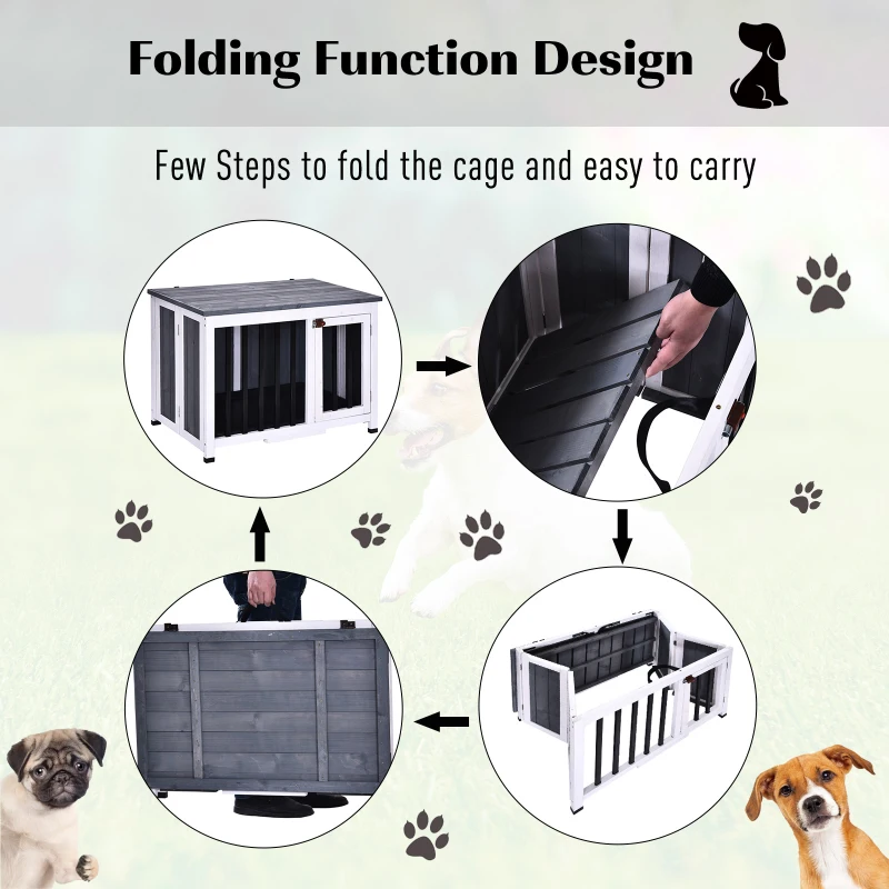 PawHut Solid Wood Dog Cage Pet House Crates Kennel Transport Box Carrier Animal Training