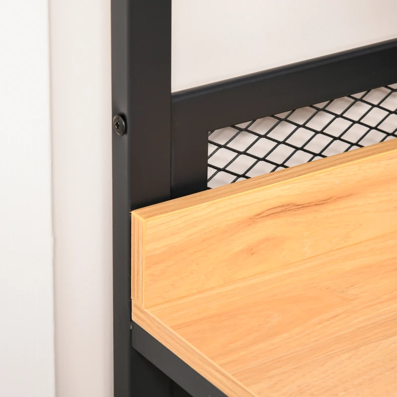 HOMCOM Perchero con Estantería Armario Ropero con Múltiples Estantes y Barra Colgadora para Pasillo Entrada Dormitorio 80x40x190 cm Negro Madera Natural