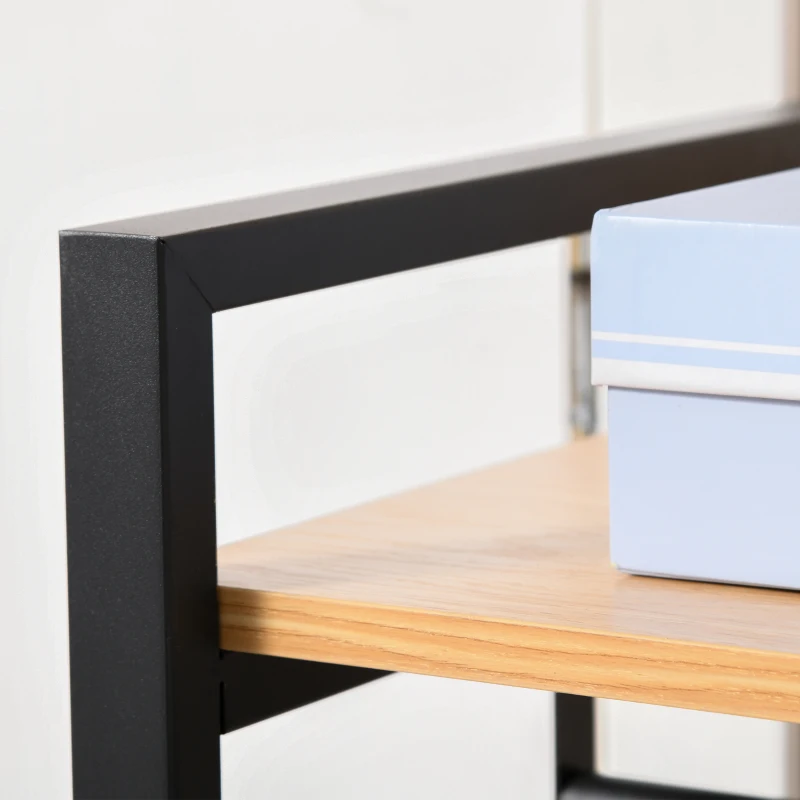 HOMCOM Perchero con Estantería Armario Ropero con Múltiples Estantes y Barra Colgadora para Pasillo Entrada Dormitorio 80x40x190 cm Negro Madera Natural